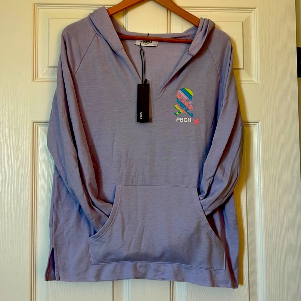 Soulcycle NWT Lavender Lightweight Pullover Hoodie With Kangaroo Pocket